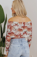 Pink Floral Printed Long Sleeve Sheath Bodysuit-Tops-Krush Kandy, Women's Online Fashion Boutique Located in Phoenix, Arizona (Scottsdale Area)