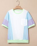 Pastel Pop Color Block Pocket Tee-Tops-Krush Kandy, Women's Online Fashion Boutique Located in Phoenix, Arizona (Scottsdale Area)