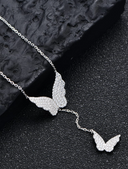 Cubic Zirconia Butterfly Tassel Dainty Lariat Necklace-Necklaces-Krush Kandy, Women's Online Fashion Boutique Located in Phoenix, Arizona (Scottsdale Area)