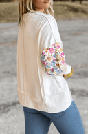 Floral Patchwork Sleeve Sweatshirt-Tops-Krush Kandy, Women's Online Fashion Boutique Located in Phoenix, Arizona (Scottsdale Area)