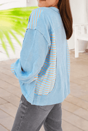 Vibrant Stripe Accent Top-Long Sleeve Tops-Krush Kandy, Women's Online Fashion Boutique Located in Phoenix, Arizona (Scottsdale Area)