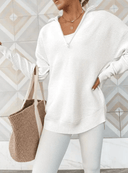 Half Zip Luxe Long Sleeve Knit Top with Thumbholes-Sweaters-Krush Kandy, Women's Online Fashion Boutique Located in Phoenix, Arizona (Scottsdale Area)