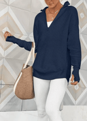 Half Zip Luxe Long Sleeve Knit Top with Thumbholes-Sweaters-Krush Kandy, Women's Online Fashion Boutique Located in Phoenix, Arizona (Scottsdale Area)