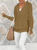 Half Zip Luxe Long Sleeve Knit Top with Thumbholes-Sweaters-Krush Kandy, Women's Online Fashion Boutique Located in Phoenix, Arizona (Scottsdale Area)