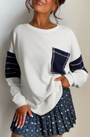Color Block Patch Pocket Drop Shoulder Sweatshirt-Sweatshirt-Krush Kandy, Women's Online Fashion Boutique Located in Phoenix, Arizona (Scottsdale Area)