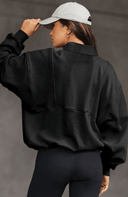 Half Zip Stand Collar Exposed Seam Solid Color Casual Sweatshirt-Sweatshirt-Krush Kandy, Women's Online Fashion Boutique Located in Phoenix, Arizona (Scottsdale Area)