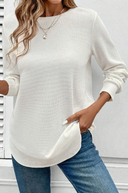Rounded Hem Waffle Long Sleeve Top-Long Sleeve Tops-Krush Kandy, Women's Online Fashion Boutique Located in Phoenix, Arizona (Scottsdale Area)
