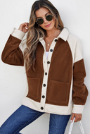 Color Block Patchwork Button Down Fleece Shacket-Shackets-Krush Kandy, Women's Online Fashion Boutique Located in Phoenix, Arizona (Scottsdale Area)