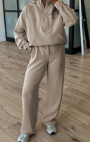 Half Zip Thumbhole Sleeve Hoodie Active Pants 2pcs Outfit