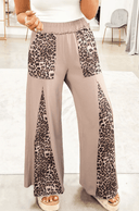 Mineral Wash Leopard Patchwork Wide Leg Pants