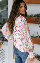Garden Glow Floral Smocked Blouse