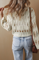 Beach Bonfires Crochet Crew Neck Loose Fit Sweater