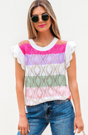 Sweet Thing Colorblock Knit Scallop Edge Sweater Vest