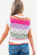 Sweet Thing Colorblock Knit Scallop Edge Sweater Vest