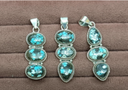 Turquoise Triple Stone Drop Pendant Necklace Char m