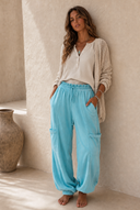 Ruffle Waist Burnout Jogger Pants