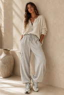Ruffle Waist Burnout Jogger Pants