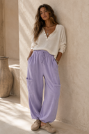 Ruffle Waist Burnout Jogger Pants