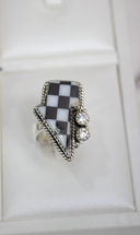 Checkered Stone Lighting Bolt RING-Ring Sizers-Rae Collective, Women's Online Fashion Boutique Located in Phoenix, Arizona (Scottsdale Area)