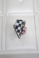 Checkered Stone Lighting Bolt RING-Ring Sizers-Rae Collective, Women's Online Fashion Boutique Located in Phoenix, Arizona (Scottsdale Area)