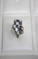 Checkered Stone Lighting Bolt RING-Ring Sizers-Rae Collective, Women's Online Fashion Boutique Located in Phoenix, Arizona (Scottsdale Area)