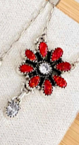 Red Opal & White CZ Necklaces-Chain Necklaces-Rae Collective, Women's Online Fashion Boutique Located in Phoenix, Arizona (Scottsdale Area)
