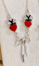 One Of A Kind Opal & Bow Necklaces-Chain Necklaces-Krush Kandy, Women's Online Fashion Boutique Located in Phoenix, Arizona (Scottsdale Area)