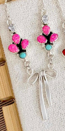 One Of A Kind Opal & Bow Necklaces-Chain Necklaces-Rae Collective, Women's Online Fashion Boutique Located in Phoenix, Arizona (Scottsdale Area)