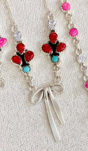 One Of A Kind Opal & Bow Necklaces-Chain Necklaces-Rae Collective, Women's Online Fashion Boutique Located in Phoenix, Arizona (Scottsdale Area)