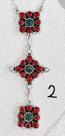 Red Opal Trio Cluster Necklaces-Chain Necklaces-Rae Collective, Women's Online Fashion Boutique Located in Phoenix, Arizona (Scottsdale Area)