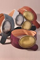 Western Oval Buckle Leather Belt-Belts-Rae Collective, Women's Online Fashion Boutique Located in Phoenix, Arizona (Scottsdale Area)