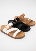 Astrid Asymmetric Strap Hexagon Buckle Sandals-Shoes-Rae Collective, Women's Online Fashion Boutique Located in Phoenix, Arizona (Scottsdale Area)