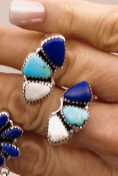 Multi Stone Half Cluster Earrings-Earrings-Rae Collective, Women's Online Fashion Boutique Located in Phoenix, Arizona (Scottsdale Area)