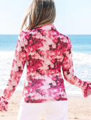 Rose Floral Mesh Flounce Sleeve Mock Neck Blouse-Tops-Krush Kandy, Women's Online Fashion Boutique Located in Phoenix, Arizona (Scottsdale Area)