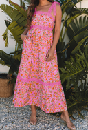 Floral Tie-Shoulder Maxi Dress-Dresses-Krush Kandy, Women's Online Fashion Boutique Located in Phoenix, Arizona (Scottsdale Area)
