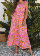 Floral Tie-Shoulder Maxi Dress-Dresses-Krush Kandy, Women's Online Fashion Boutique Located in Phoenix, Arizona (Scottsdale Area)