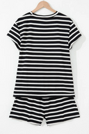 Black White Striped Short Sleeve Top and Shorts Set-2 Piece Outfit Sets-Krush Kandy, Women's Online Fashion Boutique Located in Phoenix, Arizona (Scottsdale Area)