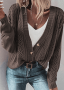 Openwork Button Up Long Sleeve Cardigan-Sweaters-Rae Collective, Women's Online Fashion Boutique Located in Phoenix, Arizona (Scottsdale Area)
