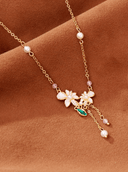 Brass Imitation Pearl Enamel Tassel Trend Necklace-Necklaces-Krush Kandy, Women's Online Fashion Boutique Located in Phoenix, Arizona (Scottsdale Area)