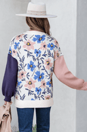 Floral Panel Colorblock Sleeve Patchwork Sweater-Sweater-Krush Kandy, Women's Online Fashion Boutique Located in Phoenix, Arizona (Scottsdale Area)