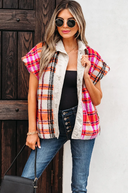 Sherpa Plaid Jacket Vest-Vests-Krush Kandy, Women's Online Fashion Boutique Located in Phoenix, Arizona (Scottsdale Area)