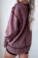 Mineral Wash Exposed Seam Side Slit Sweatshirt-Sweatshirt-Krush Kandy, Women's Online Fashion Boutique Located in Phoenix, Arizona (Scottsdale Area)