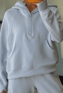 Half Zip Thumbhole Sleeve Hoodie Active Pants 2pcs Outfit