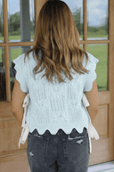 Weekend Cutie Pointelle Knit Scalloped Trim Short Sleeve