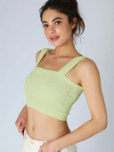 Shirred Square Neck Crop Top