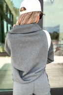 Jet Set Collared V Neck Pullover Sweatshirt Sweatpants Set