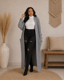 Set The Tone Open Long Knit Pocket Cardigan