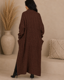 Set The Tone Open Long Knit Pocket Cardigan