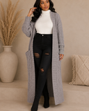 Set The Tone Open Long Knit Pocket Cardigan