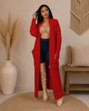 Set The Tone Open Long Knit Pocket Cardigan